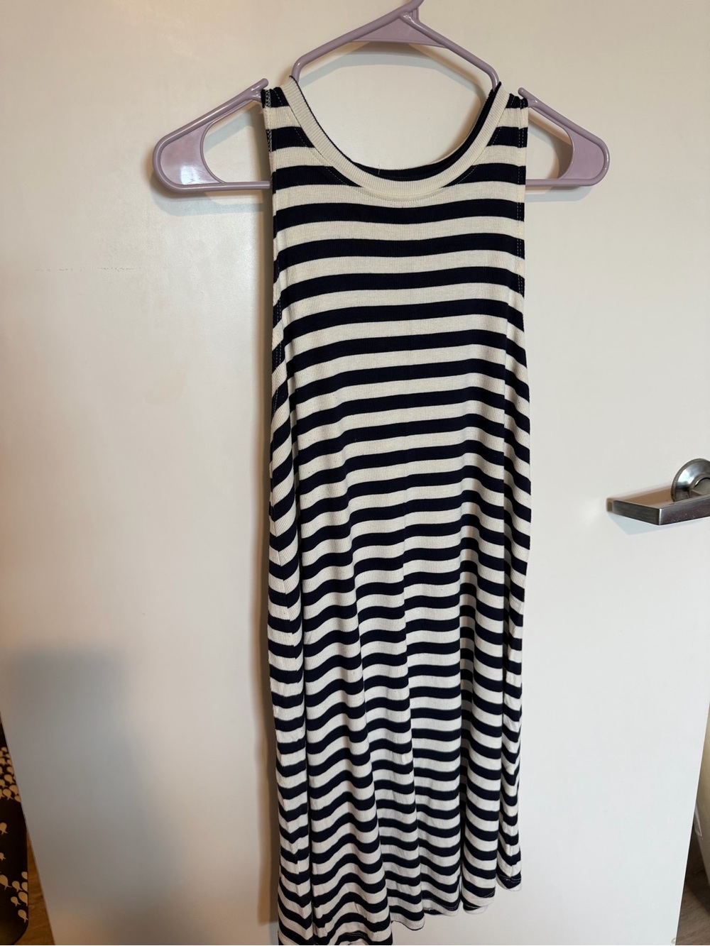 Fighting Eel Striped Sleeveless Dress - Navy & White